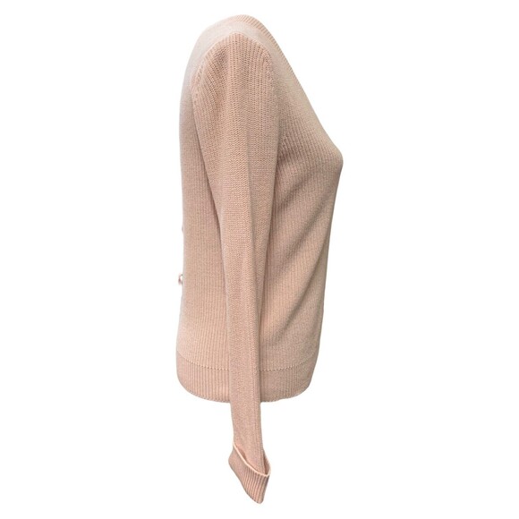 CABI Eliza Lace Up Light Pink Sweater Cardigan Size Medium Style 3357 V Neck - Picture 5 of 14
